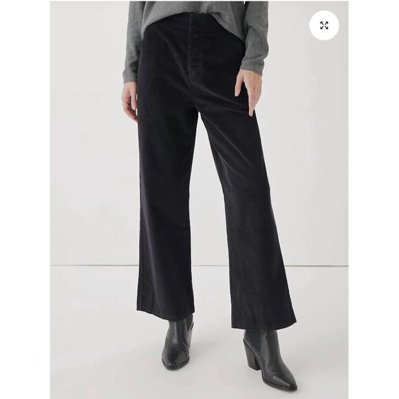 Pact Pants - Pact Black Organic Corduroy Palazzo Pants High Rise Wide Leg Retro Size Small